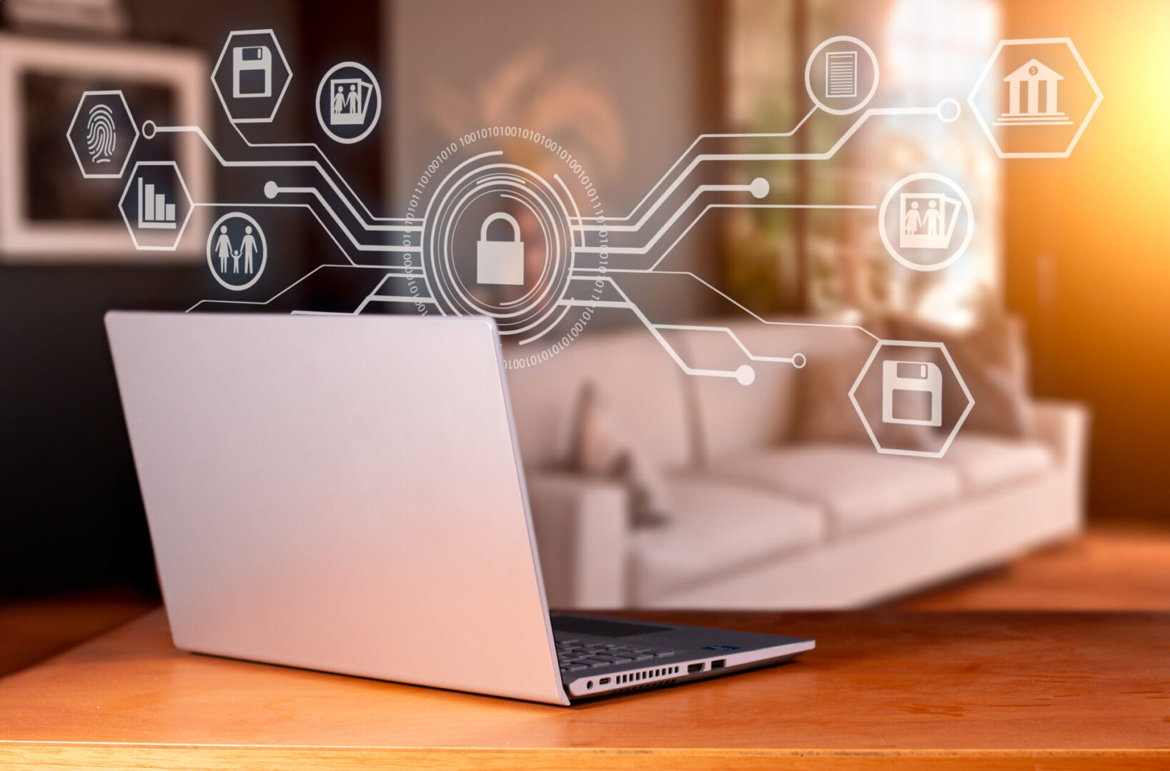 home cybersecurity concept, protects family and financial information